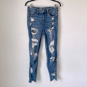 American Eagle Outfitters Blue Distressed Skinny Jeans